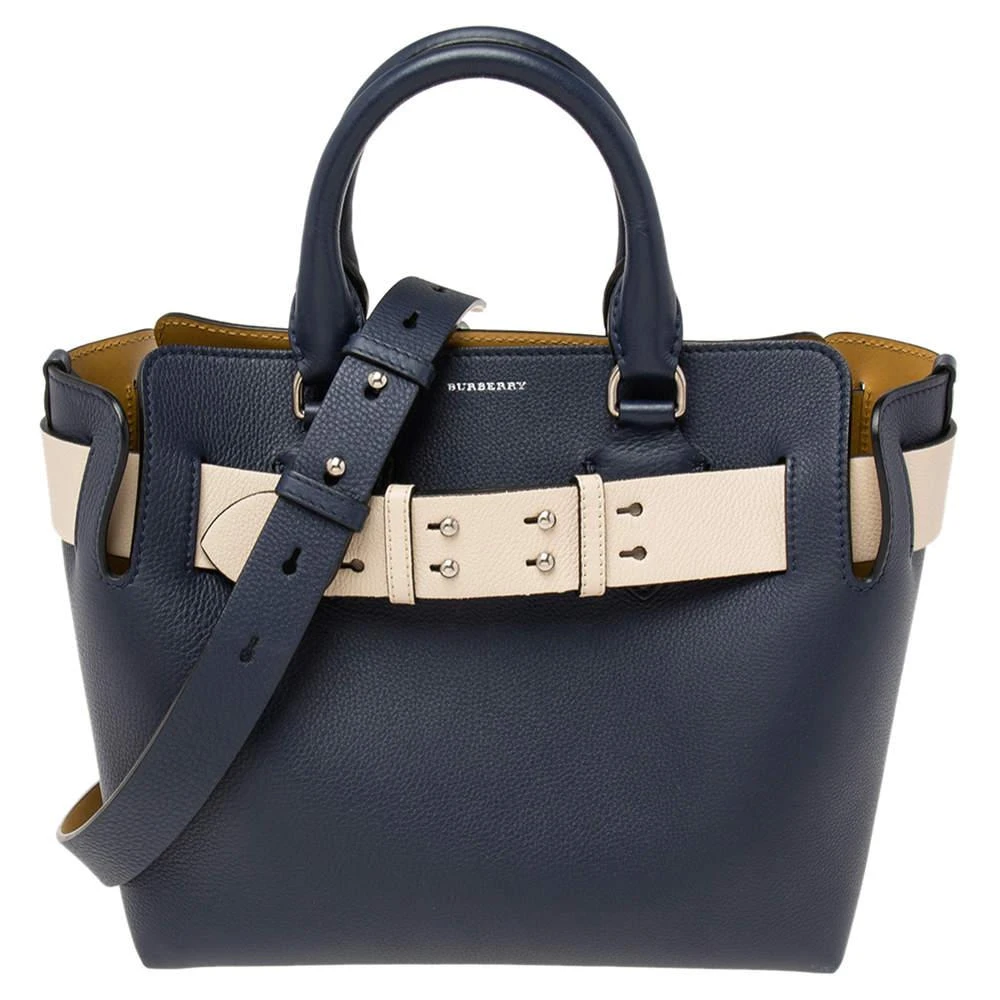 商品[二手商品] Burberry|Burberry Navy Blue Leather Small Belt Tote,价格¥5021,第1张图片