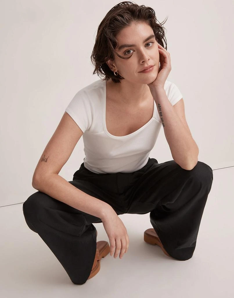 商品Madewell|Rib Square-Neck Tee,价格¥159,第4张图片详细描述