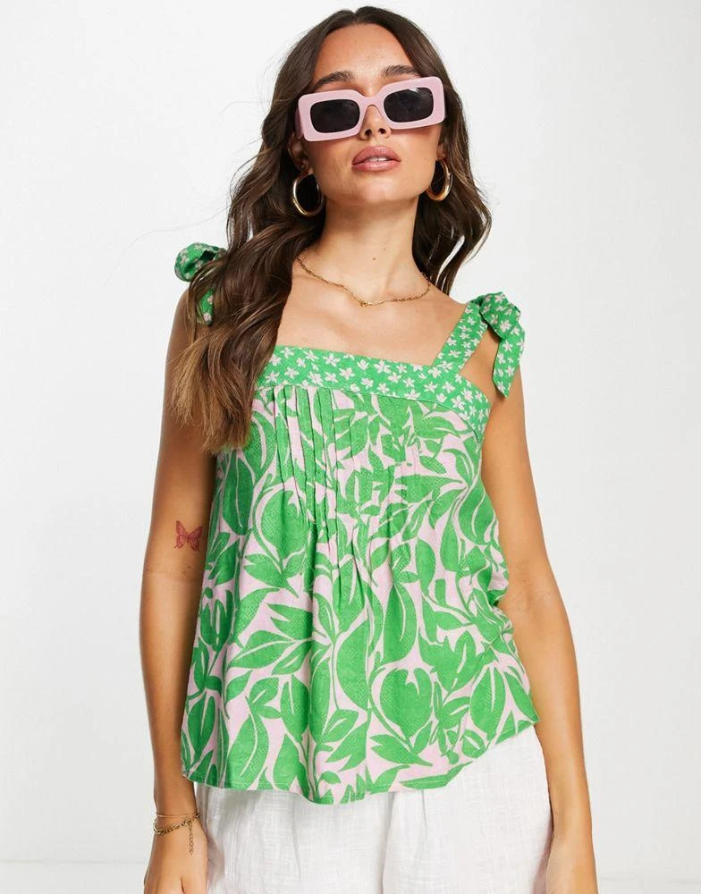 商品Y.A.S.|Y.A.S tie strap top co-ord in leaf print,价格¥220,第1张图片