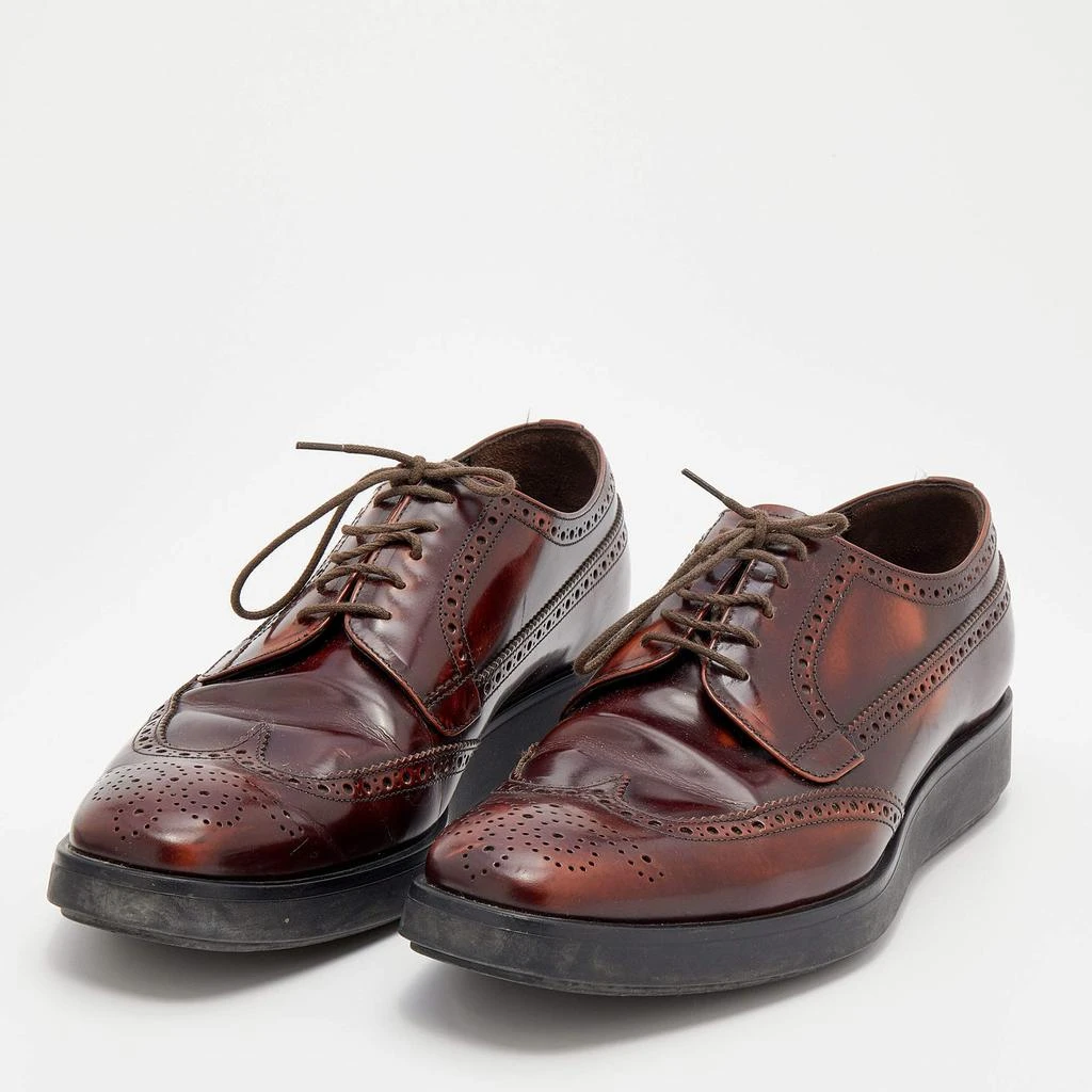 商品[二手商品] Prada|Prada Two Tone Brogue Leather Lace Up Derby Size 41 ,价格¥1040,第2张图片详细描述