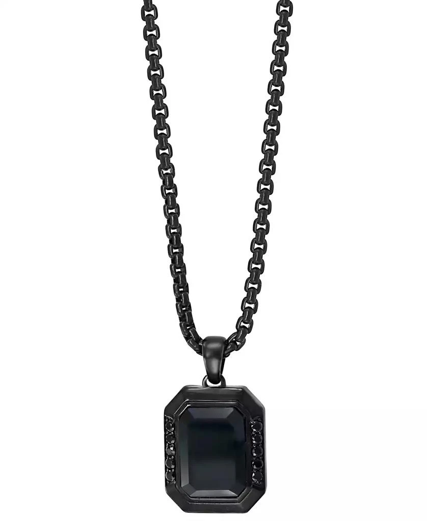 商品Effy|EFFY® Men's Onyx and Black Spinel 24" Pendant Necklace in Black PVD Plated Sterling Silver,价格¥2074,第1张图片