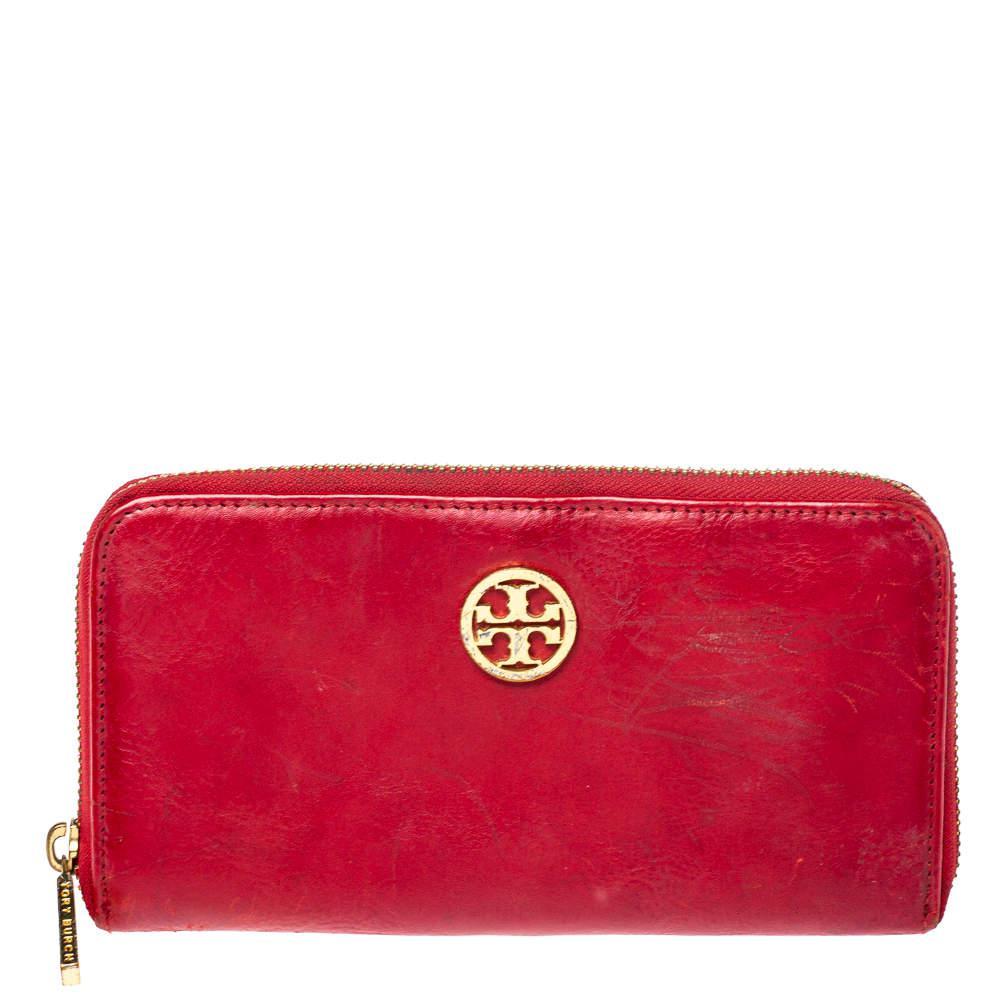 商品[二手商品] Tory Burch|Tory Burch Red Leather Robinson Zip Around Wallet,价格¥735,第1张图片