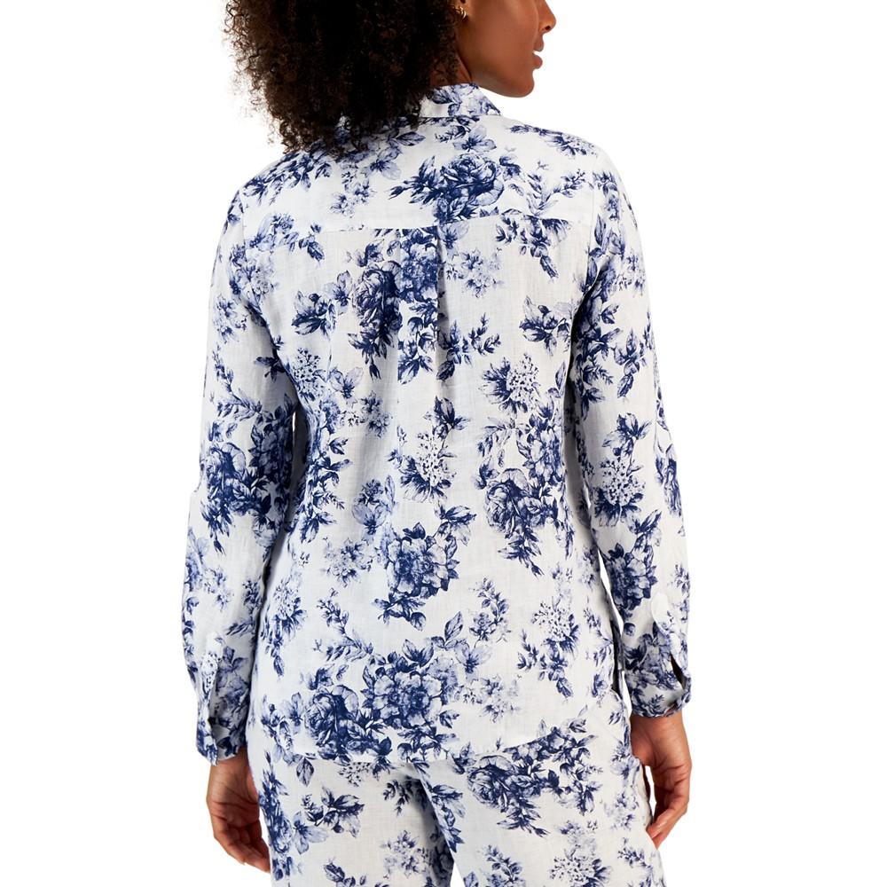 Women's Floral-Print Linen Shirt, Created for Macy's商品第2张图片规格展示
