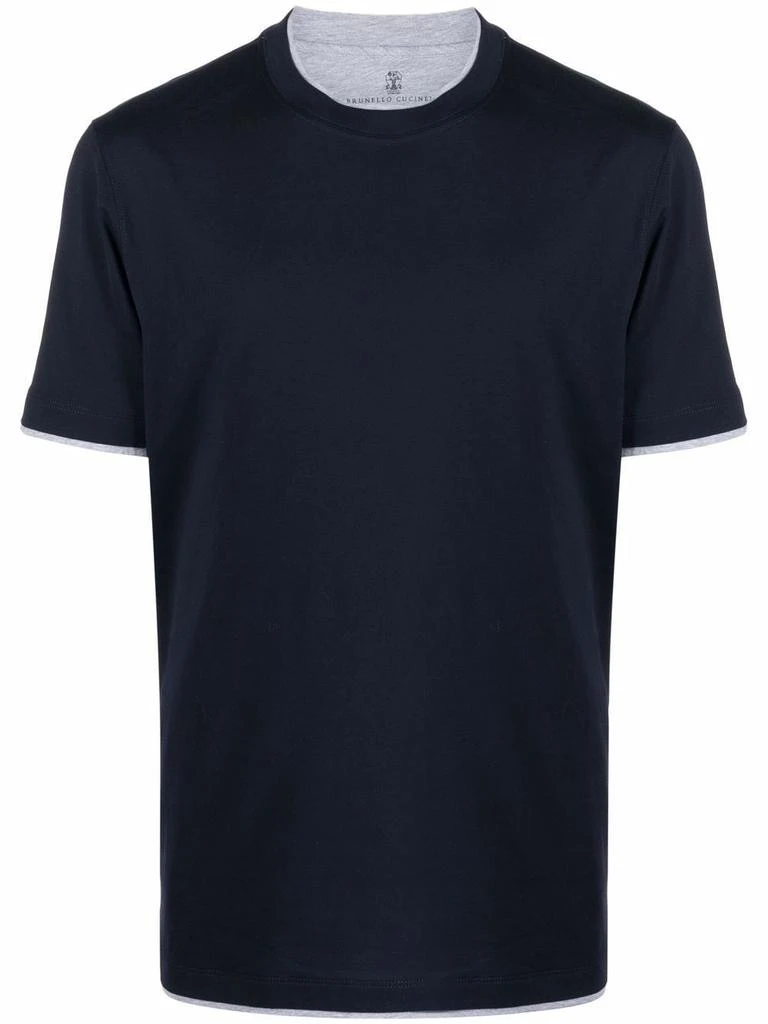 商品Brunello Cucinelli|Brunello Cucinelli Mens Blue Cotton T-Shirt,价格¥2907,第1张图片