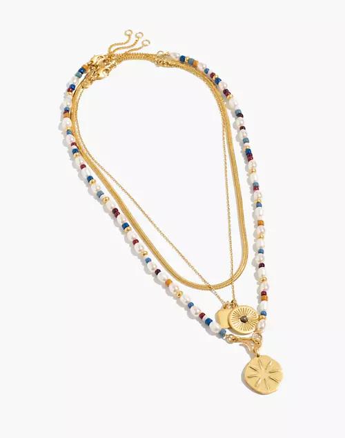 Three-Piece Etched Beaded Necklace Set商品第3张图片规格展示