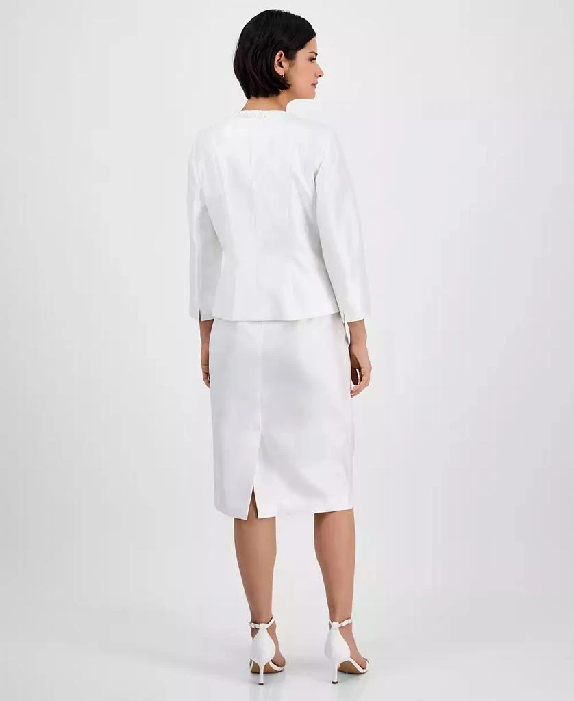 商品Le Suit|Women's Collarless Three-Button 3/4-Sleeve Jacket & Slim Skimmer Skirt Set, Regular & Petite,价格¥739,第2张图片详细描述