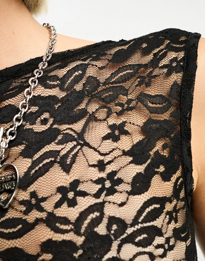 商品COLLUSION|COLLUSION cap sleeve lace top in black,价格¥205,第3张图片详细描述