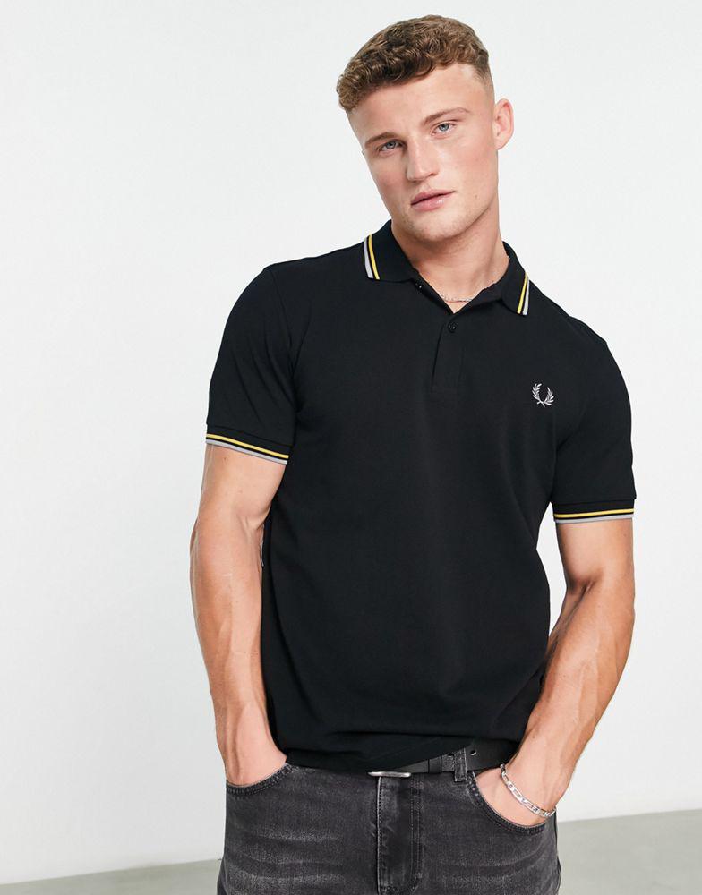 Fred Perry twin tipped polo shirt in black商品第1张图片规格展示