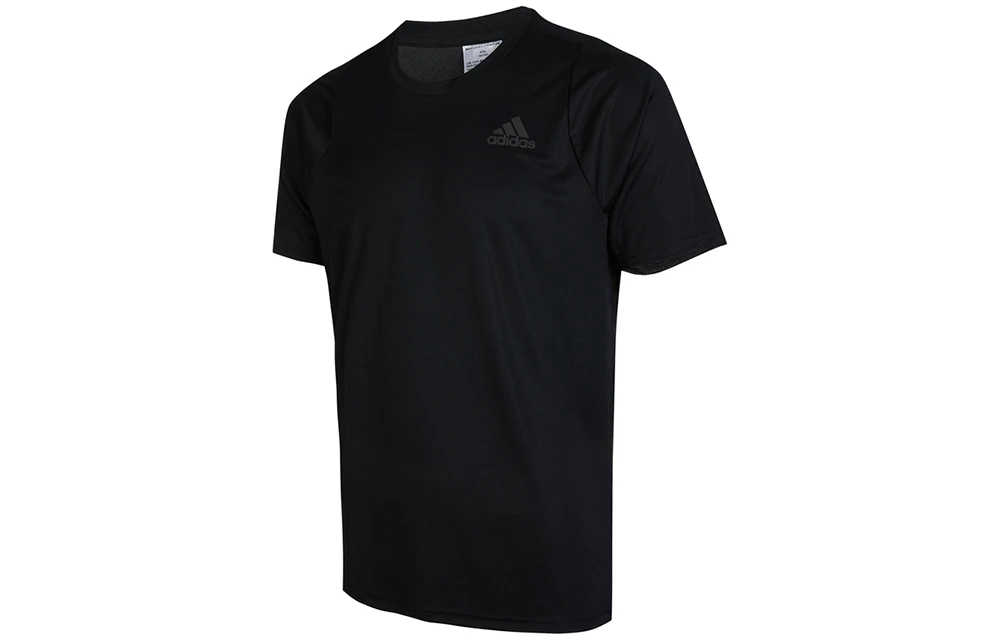 商品[国内直发] Adidas|adidas 纯色Logo印花美式复古运动圆领短袖T恤 男款 黑色,价格¥140,第1张图片