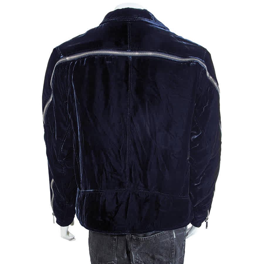 Emporio Armani Mens Navy Velvet Zip Blouson Jacket, Brand Size 48商品第3张图片规格展示