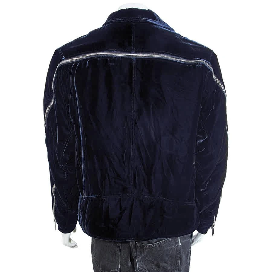 商品Emporio Armani|Emporio Armani Mens Navy Velvet Zip Blouson Jacket, Brand Size 54,价格¥3127,第3张图片详细描述