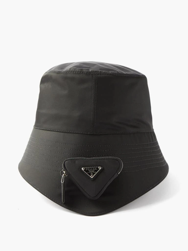 商品Prada|Triangle-logo zip-pouch nylon bucket hat,价格¥2242,第3张图片详细描述