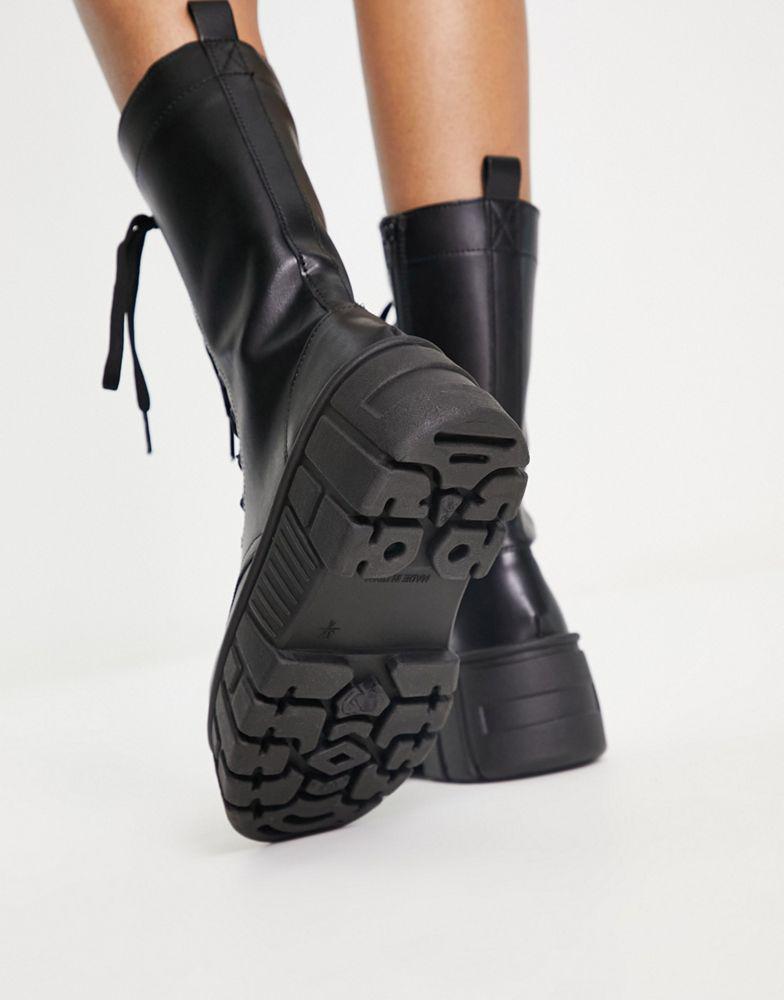 商品ASOS|ASOS DESIGN Athens 3 chunky high lace up boots in black,价格¥402,第5张图片详细描述