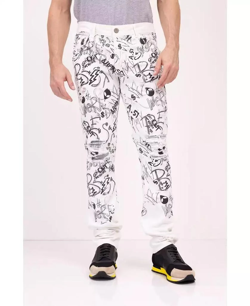 商品RON TOMSON|Men's Modern Straight Scribble Denim Jeans,价格¥935,第1张图片