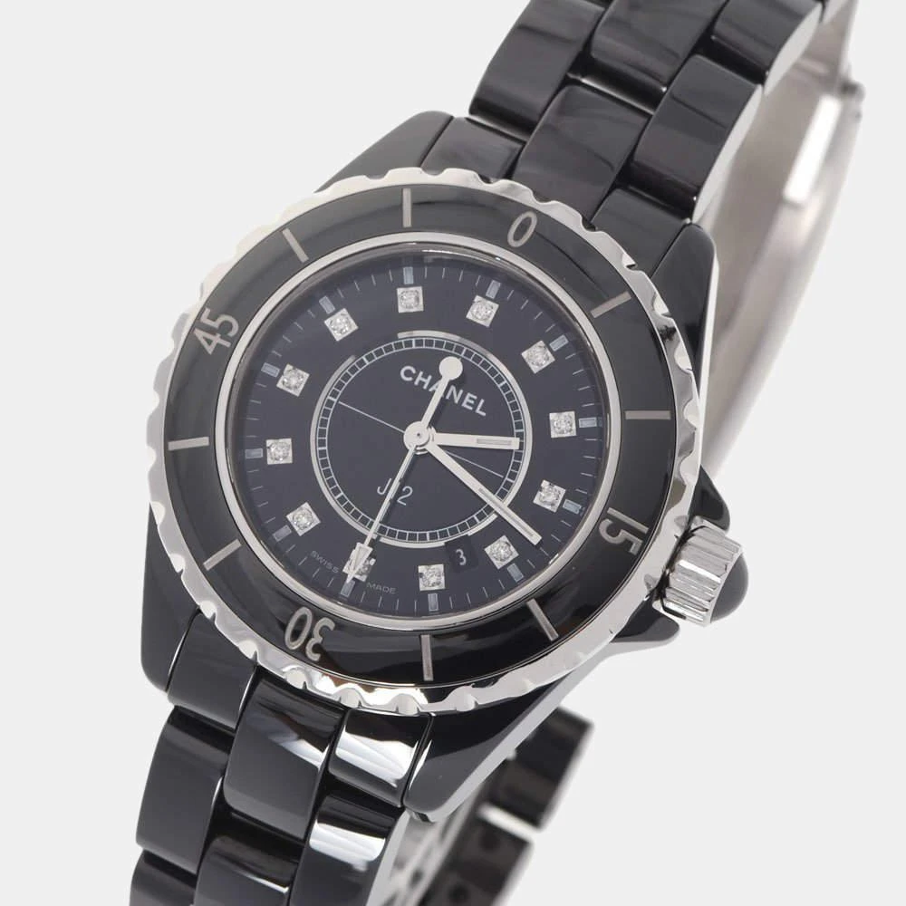 商品[二手商品] Chanel|Chanel Black Diamond Stainless Steel And Ceramic J12 H1625 Quartz Women's Wristwatch 33 mm,价格¥26249,第2张图片详细描述