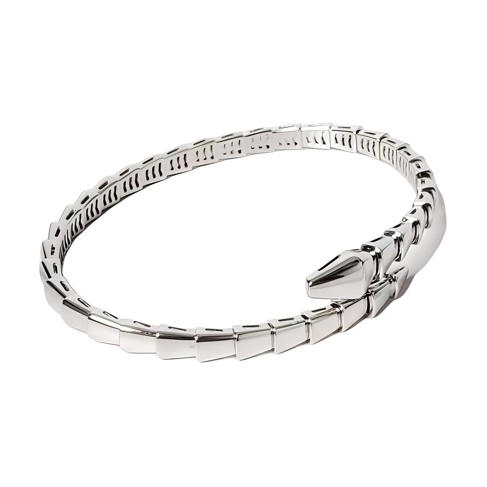 商品[国内直发] BVLGARI|宝格丽 SERPENTI VIPER系列 蛇形设计 精致 18k白金 手镯 女款 银色,价格¥52782,第1张图片