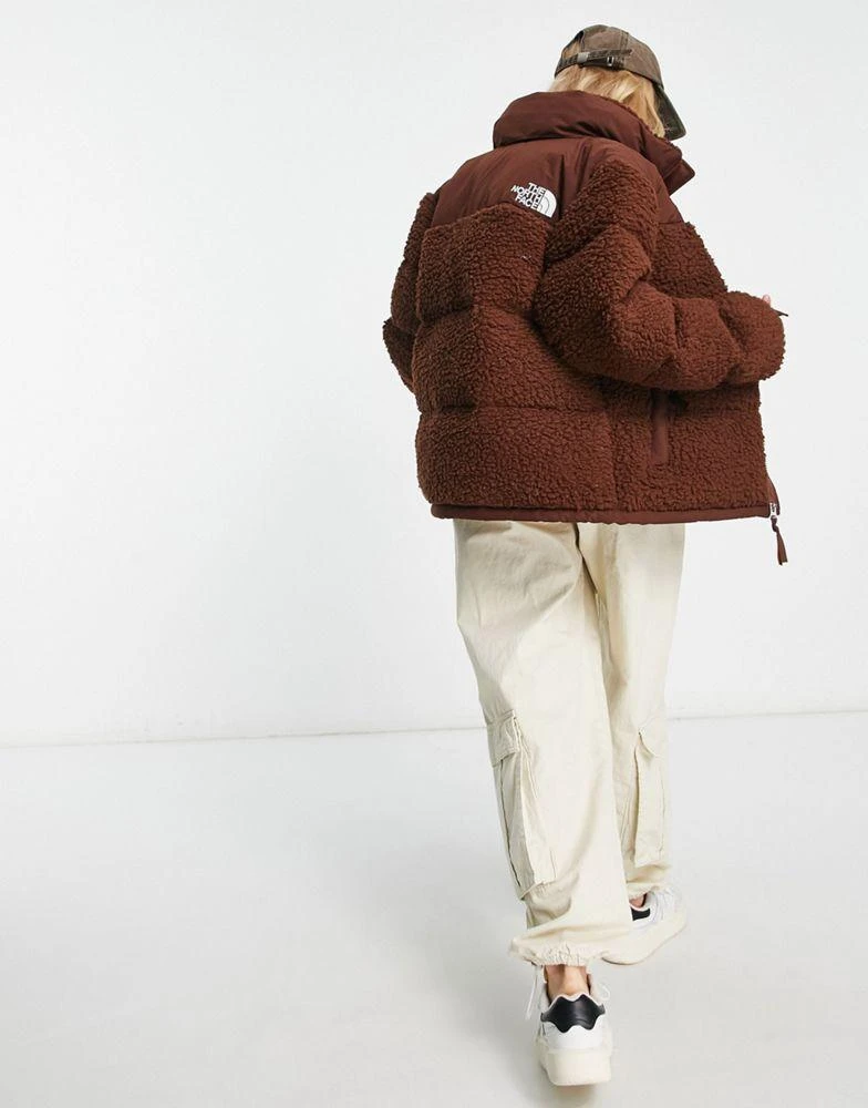 商品The North Face|The North Face Nuptse high pile down jacket in brown,价格¥2260,第1张图片