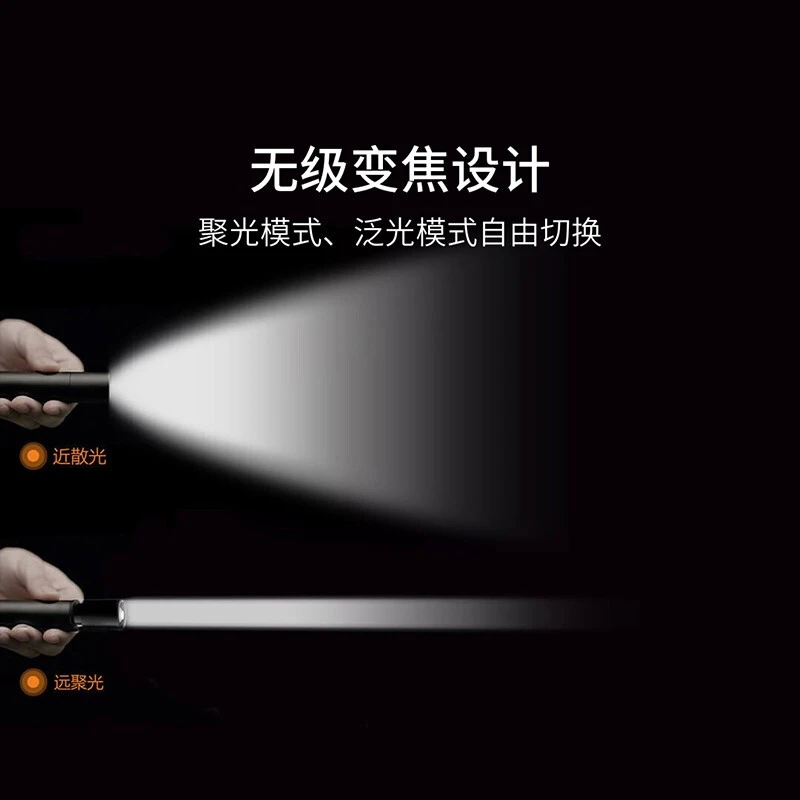 极蜂强光变焦手电筒高 亮度远射 家用便携户外骑行灯 黑色 商品