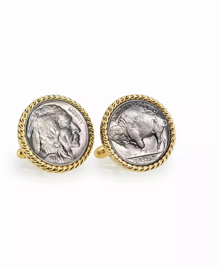 商品American Coin Treasures|Buffalo Nickel Rope Bezel Coin Cuff Links,价格¥298,第1张图片