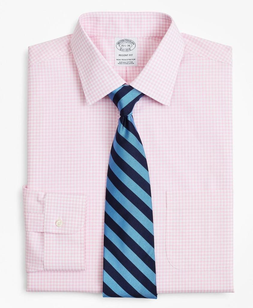 商品Brooks Brothers|Stretch Regent Regular-Fit  Dress Shirt, Non-Iron Poplin Ainsley Collar Gingham,价格¥418,第1张图片