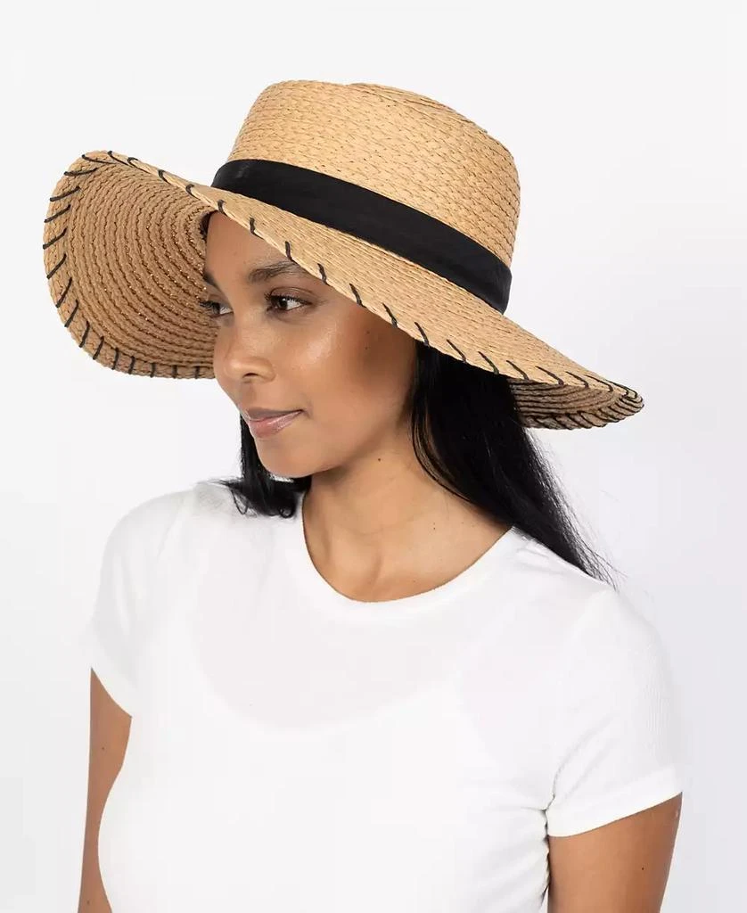 商品Vince Camuto|Straw Boater Hat with Whipstitch Edge,价格¥365,第2张图片详细描述