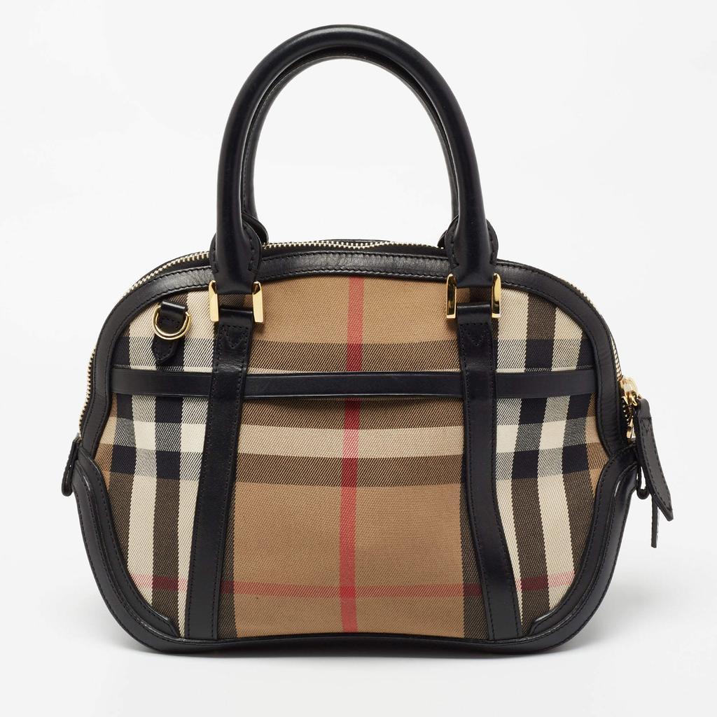 商品[二手商品] Burberry|Burberry Beige/Black House Check Canvas And Leather Orchard Bowling Bag,价格¥6178,第6张图片详细描述