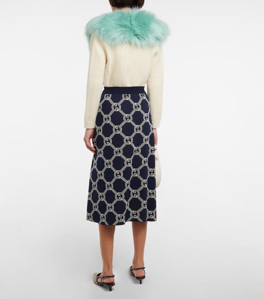 GG reversible wool-blend midi skirt商品第3张图片规格展示