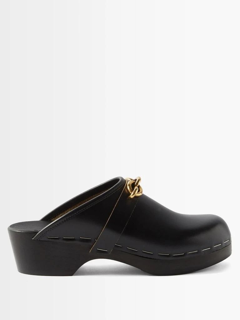 商品Yves Saint Laurent|Le Maillon chain-embellished leather clogs,价格¥8185,第1张图片