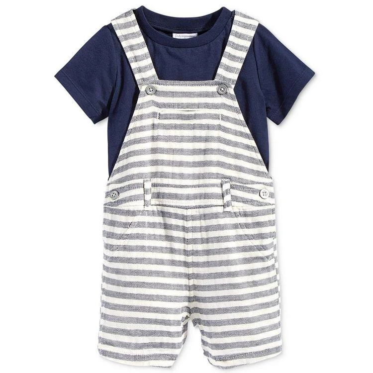 商品First Impressions|2-Pc. T-Shirt & Herringbone Overall Set, Baby Boys (0-24 months), Created for Macy's,价格¥57,第1张图片