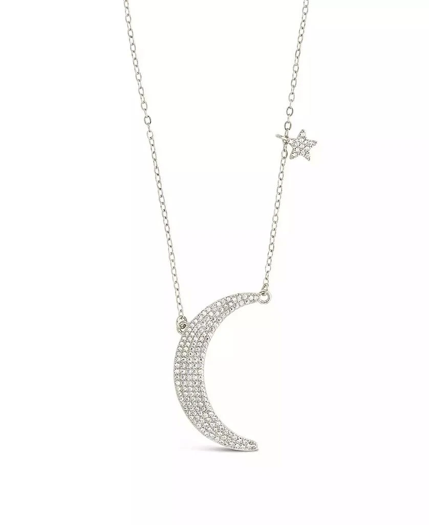 商品Sterling Forever|Cubic Zirconia Crescent Star Charm Necklace,价格¥653,第1张图片