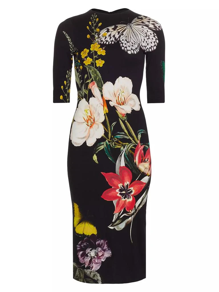 商品Alice + Olivia|Delora Floral Crewneck Midi-Dress,价格¥1184,第1张图片