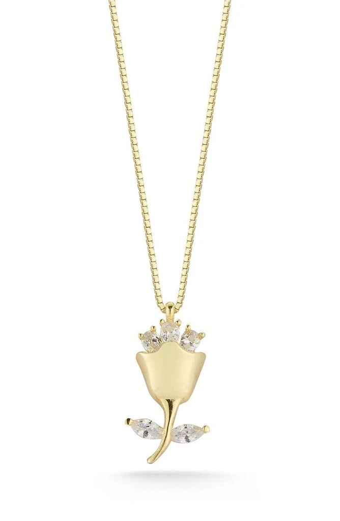 商品GLAZE JEWELRY|14K Yellow Gold Vermeil CZ Rose Pendant Necklace,价格¥247,第1张图片