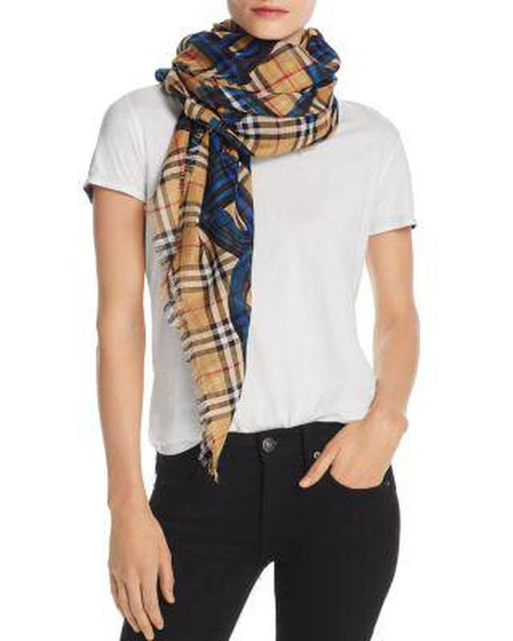 商品Burberry|Marker Text Check Gauze Scarf ,价格¥3359,第1张图片