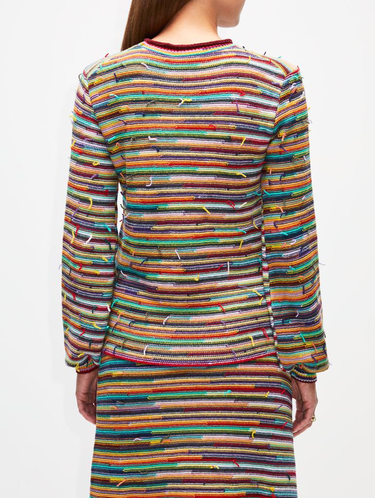 Striped Cashmere Wool Blend Crewneck Sweater商品第4张图片规格展示