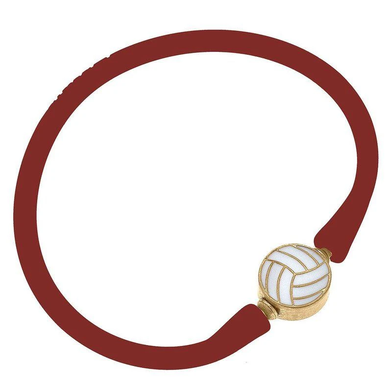 商品Canvas Style|Enamel Volleyball Silicone Bali Bracelet In Rust,价格¥214,第1张图片