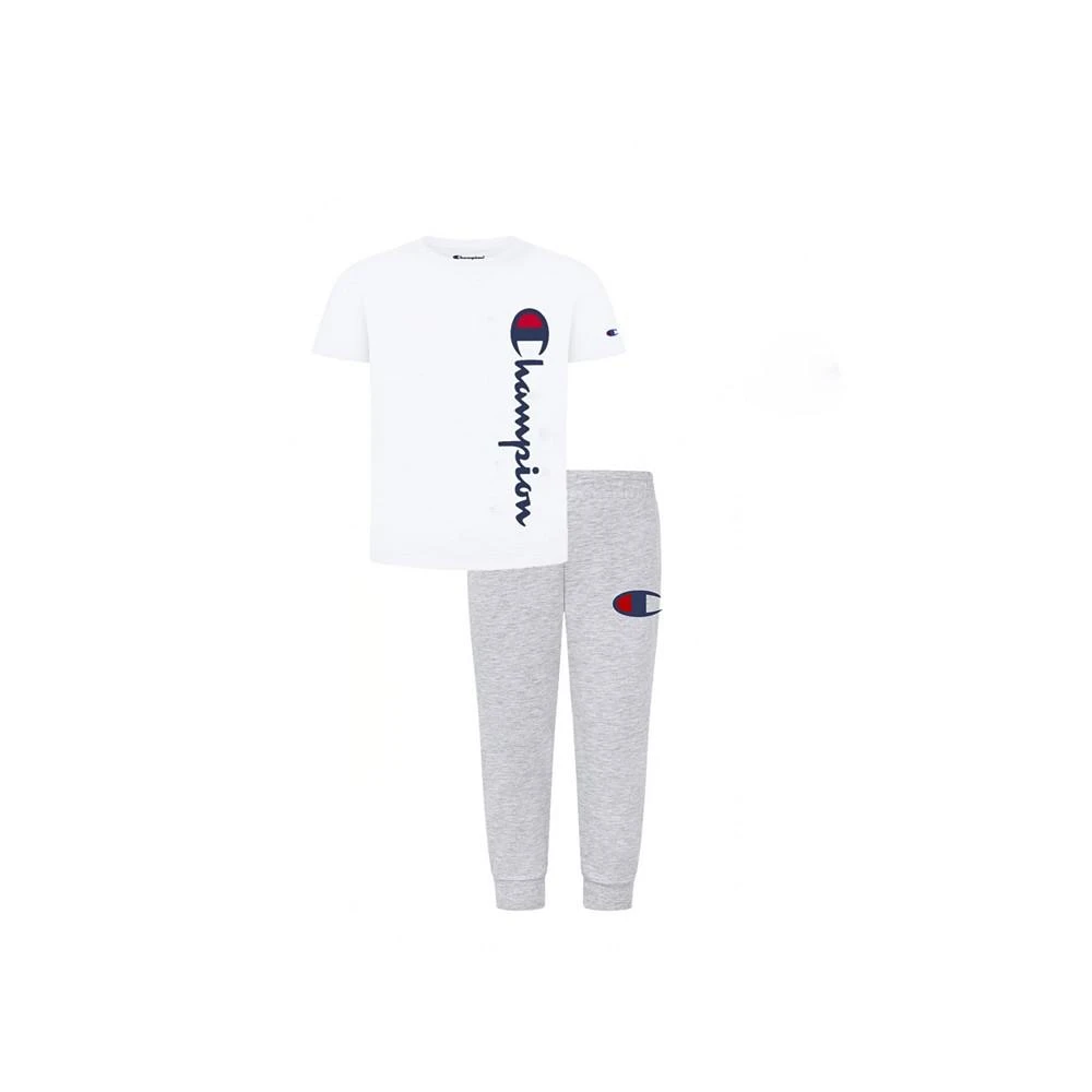 商品CHAMPION|Little Boys Essential Signature Script T-shirt and Joggers, 2-Piece Set,价格¥162,第1张图片