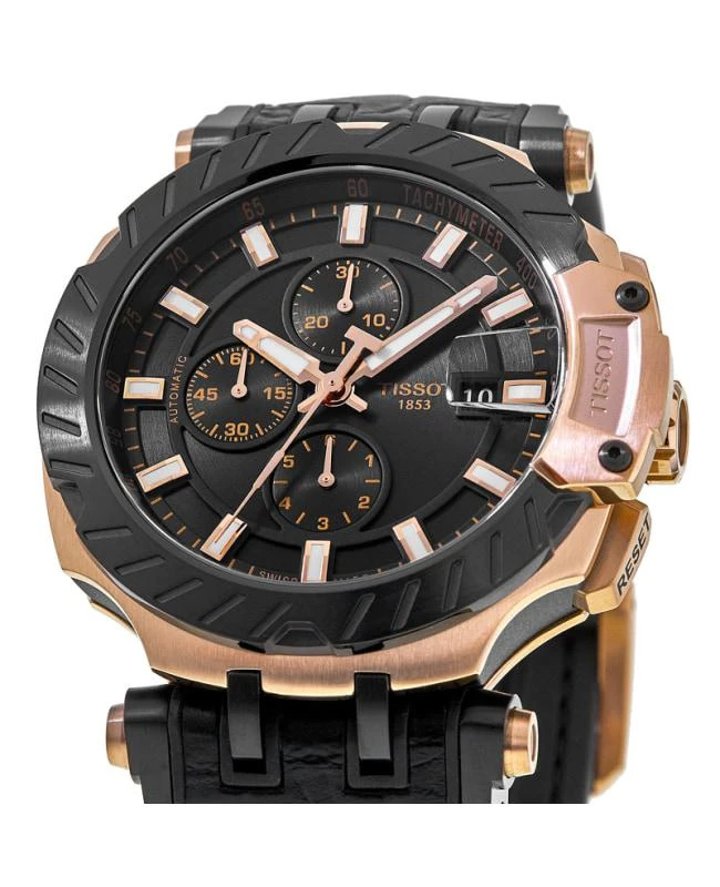商品Tissot|Tissot T-Race Chronograph Automatic Rose Gold PVD Black Dial Rubber Strap Men&apos;s Watch T115.427.37.051.01,价格¥4386,第2张图片详细描述