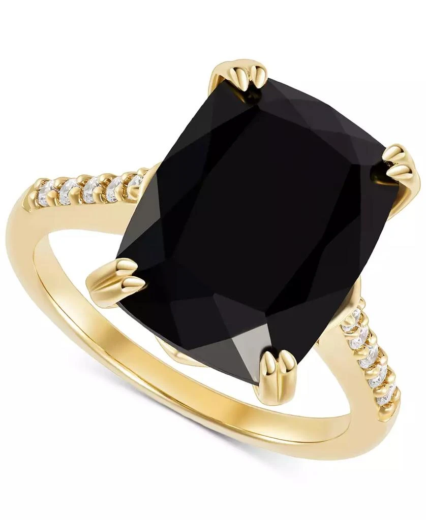 商品Macy's|Onyx (7-1/2 ct. t.w.) and Cubic Zirconia Statement Ring in 14k Gold-Plated Sterling Silver,价格¥427,第1张图片