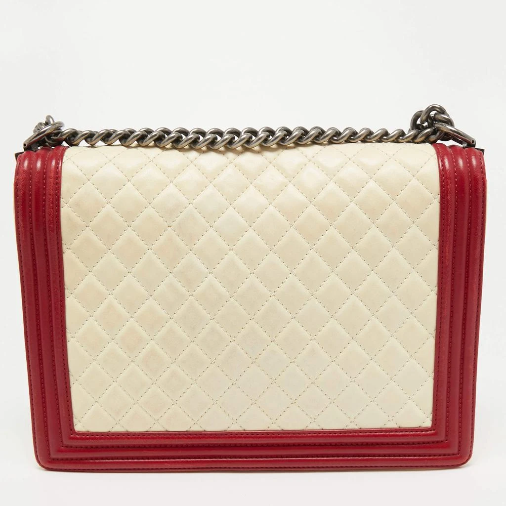 商品[二手商品] Chanel|Chanel Cream/Red Quilted Leather Large Boy Flap Bag,价格¥13405,第4张图片详细描述