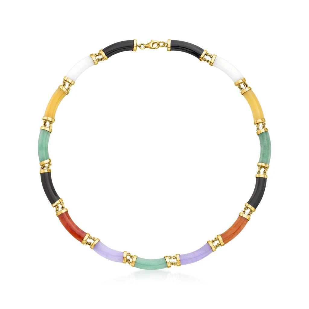 商品Ross-Simons|Ross-Simons Multicolored Jade Necklace in 18kt Yellow Gold Over Sterling Silver,价格¥1581,第1张图片