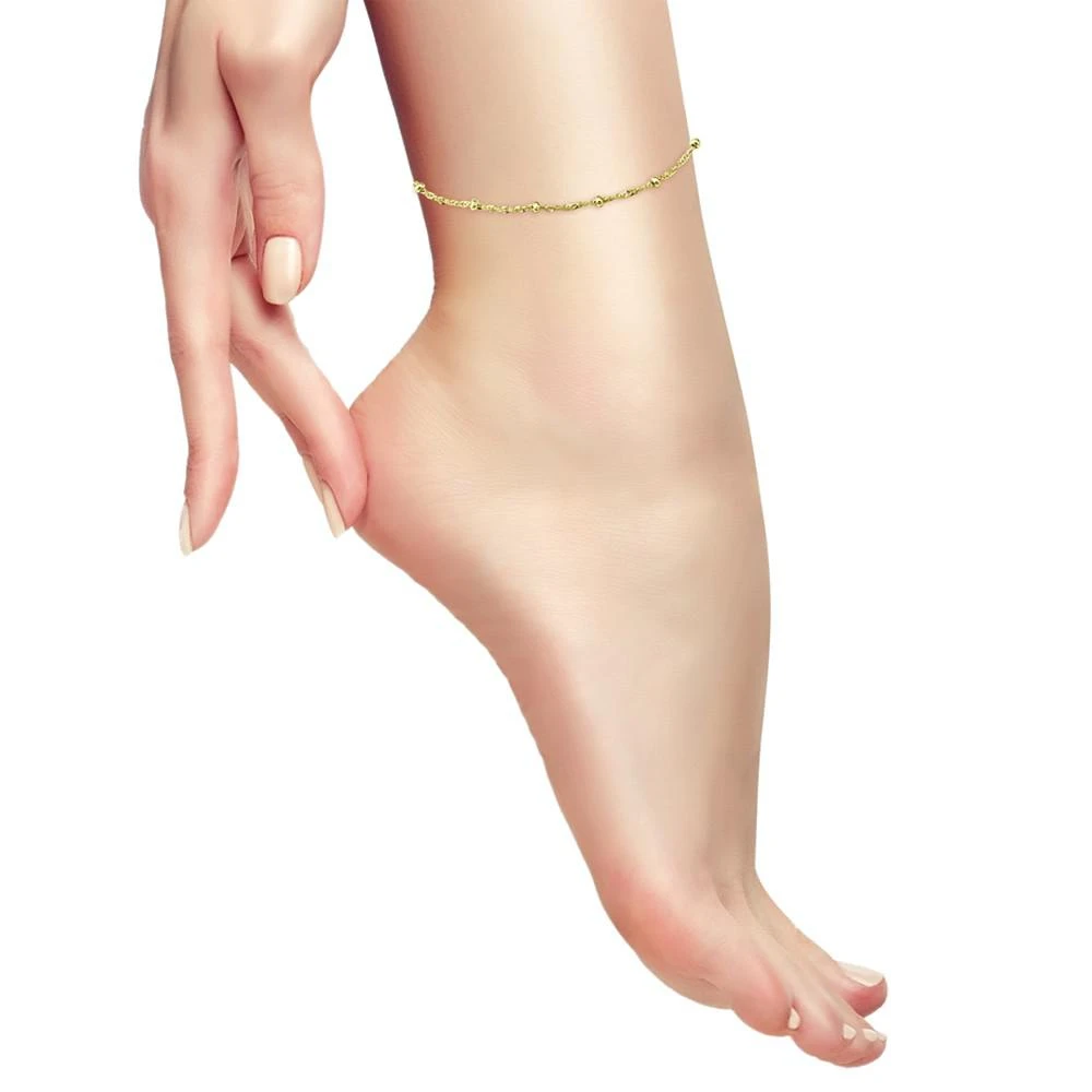 商品Giani Bernini|Beaded Singapore Link Ankle Bracelet in 18k Gold-Plated Sterling Silver, Created for Macy's,价格¥164,第2张图片详细描述