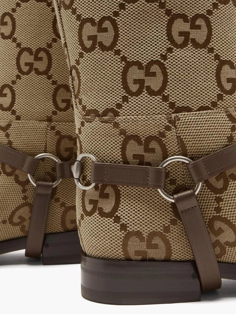 商品Gucci|GG-canvas and leather-harness boots,价格¥13851,第2张图片详细描述