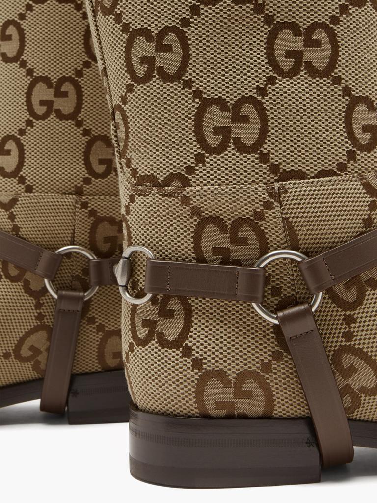 商品Gucci|GG-canvas and leather-harness boots,价格¥11428,第4张图片详细描述