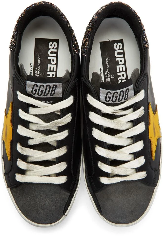 商品Golden Goose|Black & Yellow Glitter Superstar Sneakers,价格¥4682,第5张图片详细描述