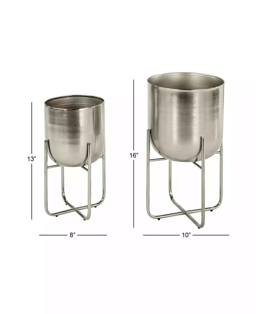 商品Rosemary Lane|Contemporary Style Large Round Metallic Planters in Stands, Set of 2,价格¥615,第2张图片详细描述