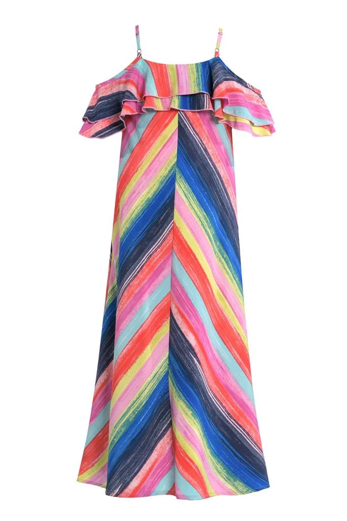 商品Truly Me|Big Girls | Tween Girls Rainbow Stripe Ruffle Maxi Slip Dress,价格¥225,第1张图片