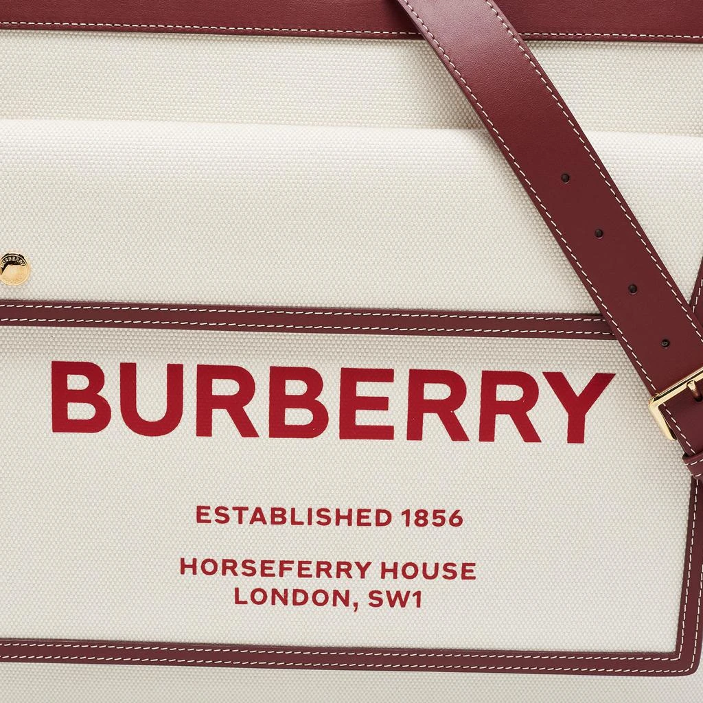 商品Burberry|Burberry Burgundy/White Leather And Canvas Medium Pocket Bag,价格¥6029,第5张图片详细描述