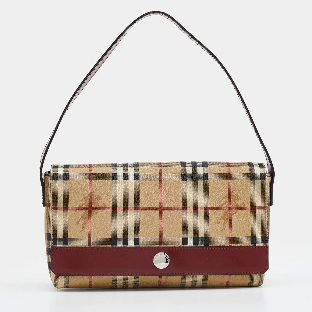 商品[二手商品] Burberry|Burberry Beige/Rust Red Haymarket Check PVC And Leather Shoulder Bag,价格¥2512,第1张图片