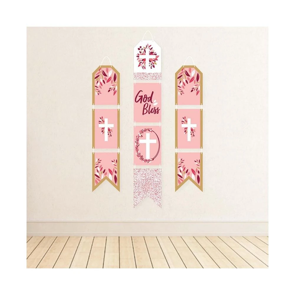 商品Big Dot of Happiness|Pink Elegant Cross - Vertical Paper Door Banners - Wall Kit - Indoor Door Decor,价格¥157,第3张图片详细描述