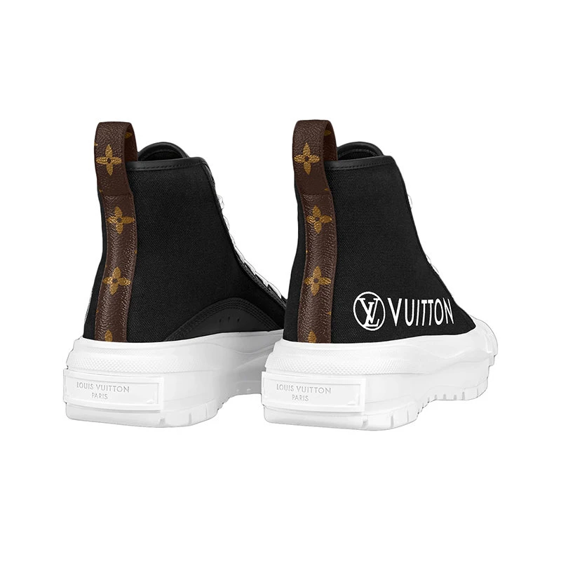商品Louis Vuitton|预订款1个月LouisVuitton/路易威登22年早春新款LVSQUAD系列女士黑色帆布拼小牛皮高帮运动鞋帆布鞋1A96EW,价格¥7285,第6张图片详细描述